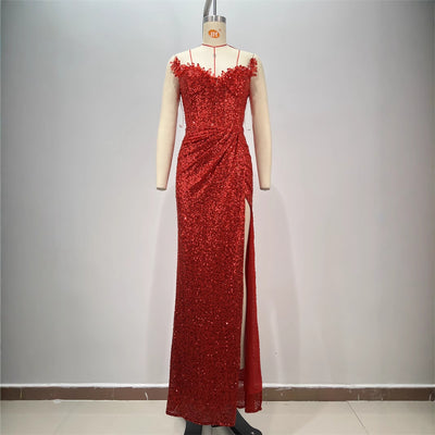Red Sequin Tube Dress & Coat Set – Women - Shé Hauté