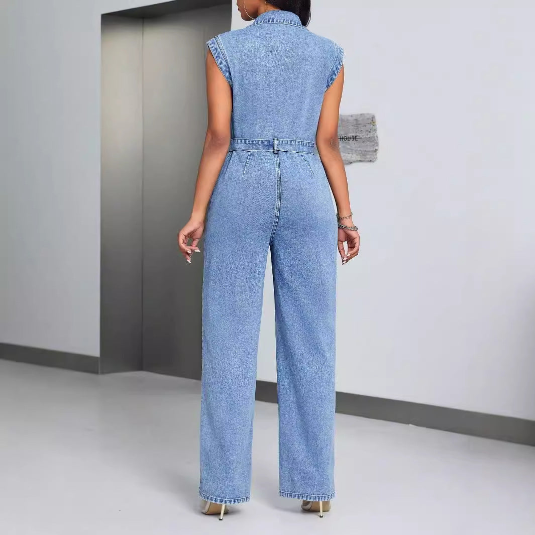 Sleeveless Denim Overalls