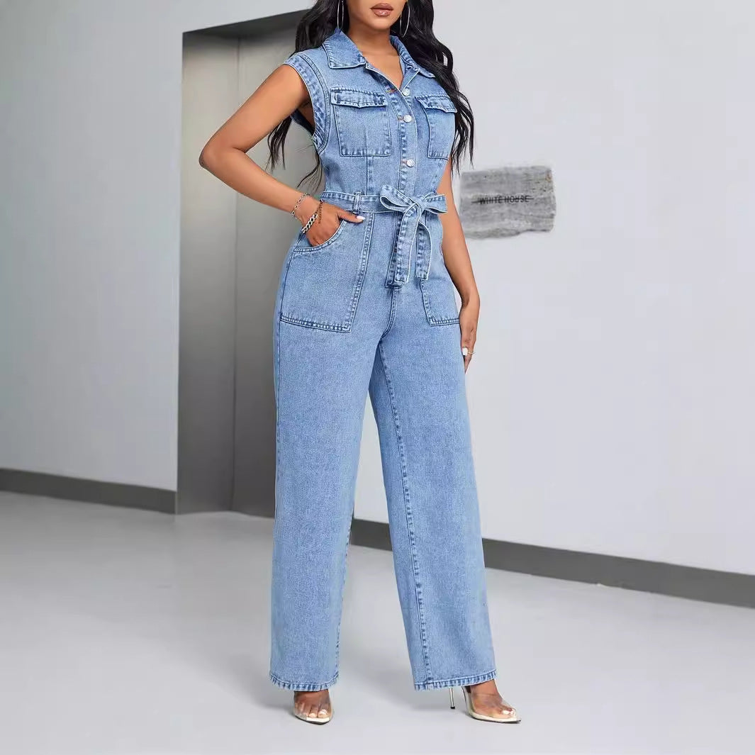 Sleeveless Denim Overalls