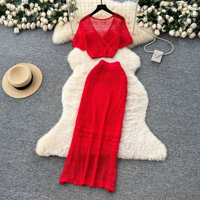 Knit Top Skirt Set