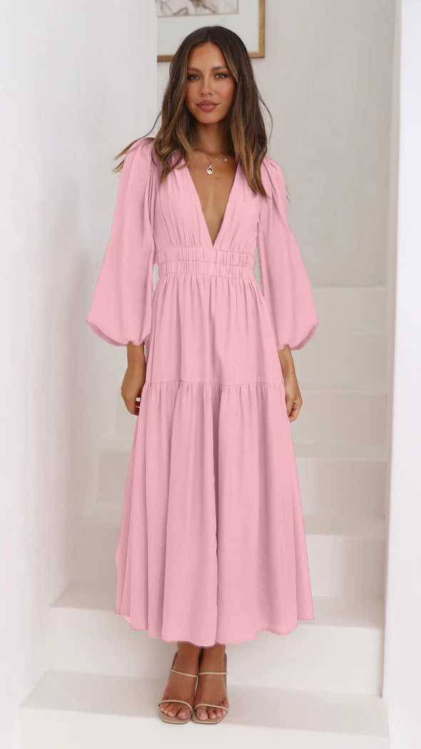 V-Neck Waist Dress