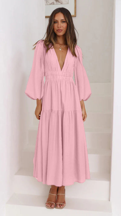 V-Neck Waist Dress