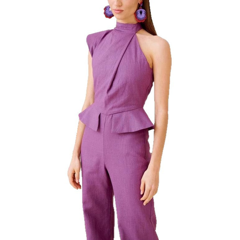 Ensemble gilet à boutons en lin