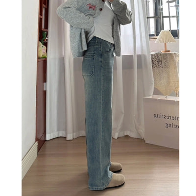 Women's Retro Blue Wide-Leg Jeans - Shé Hauté