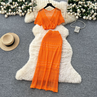 Knit Top Skirt Set