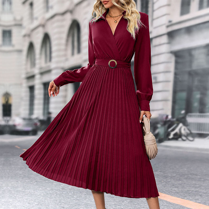 Robe mi-longue à revers