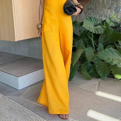 Solid Wide Leg One-Piece