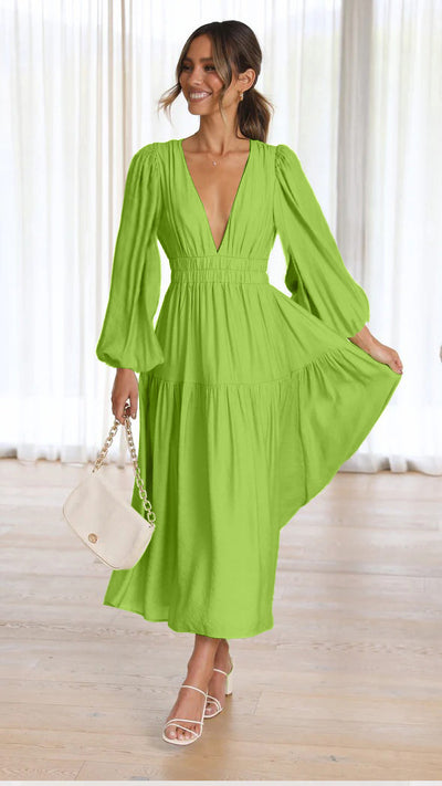 V-Neck Waist Dress