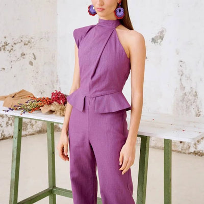 Ensemble gilet à boutons en lin