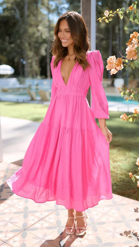 V-Neck Waist Dress