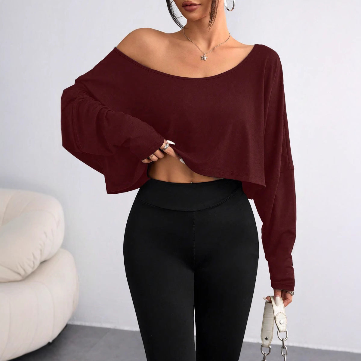 Off Shoulder Loose Crop