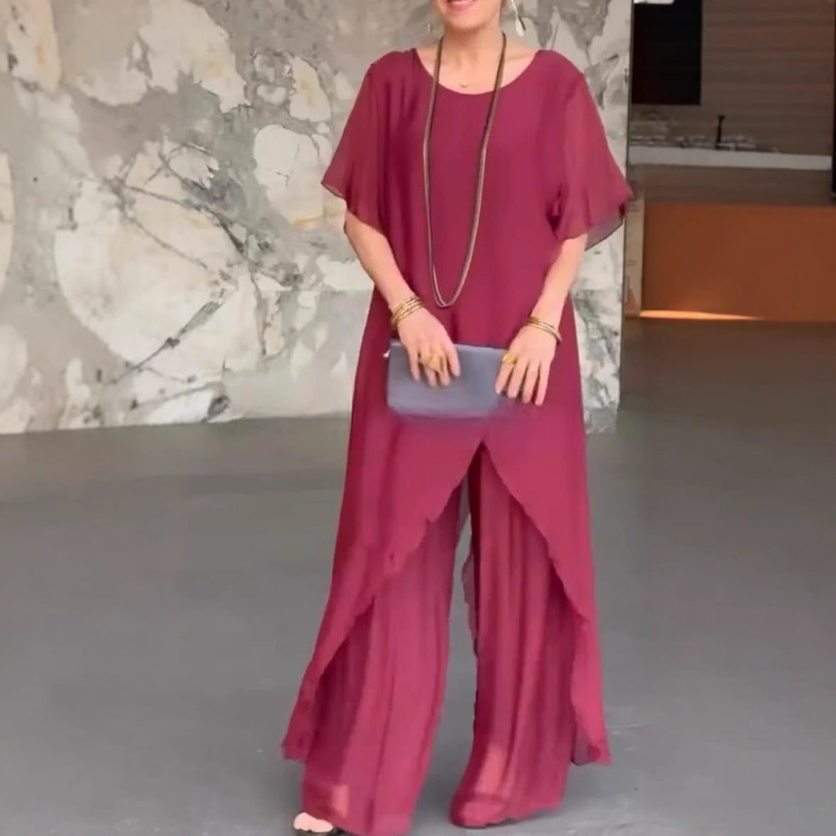 Irregular Top & Trousers Set