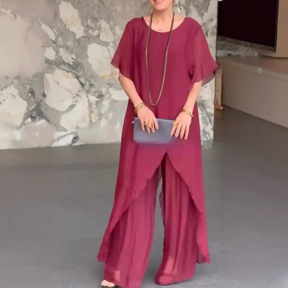 Irregular Top & Trousers Set