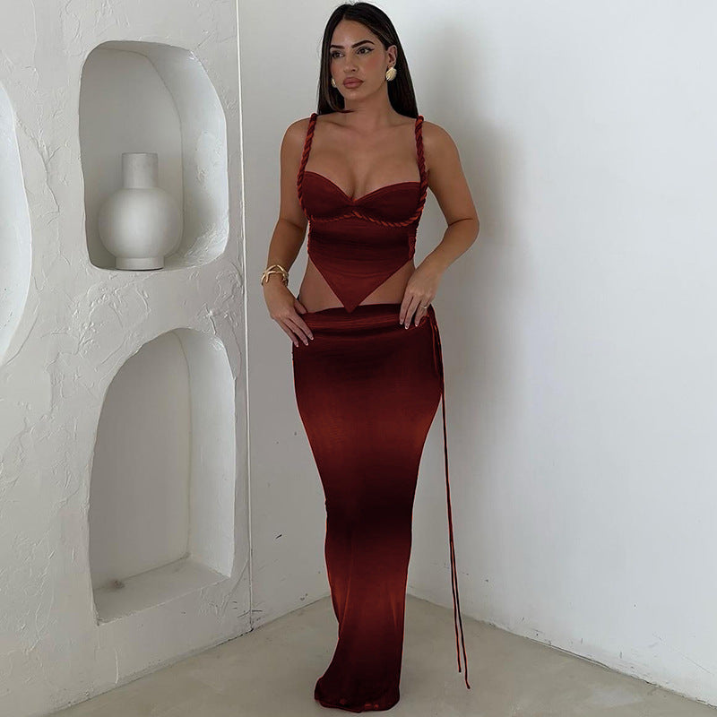 Slim Fit Tied Skirt Set