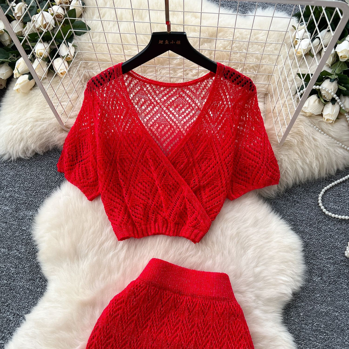 Knit Top Skirt Set