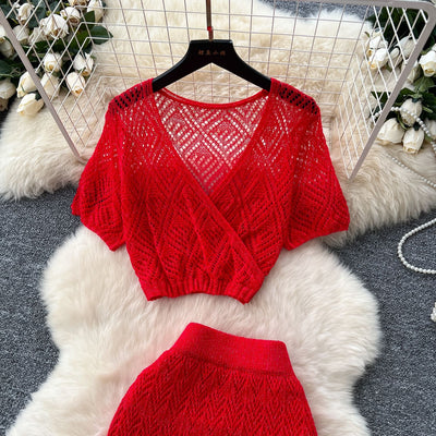 Knit Top Skirt Set