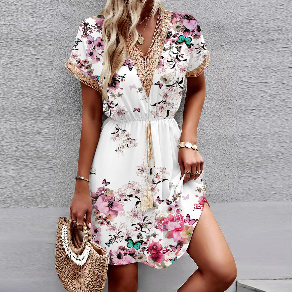 Robe imprimée à la taille 