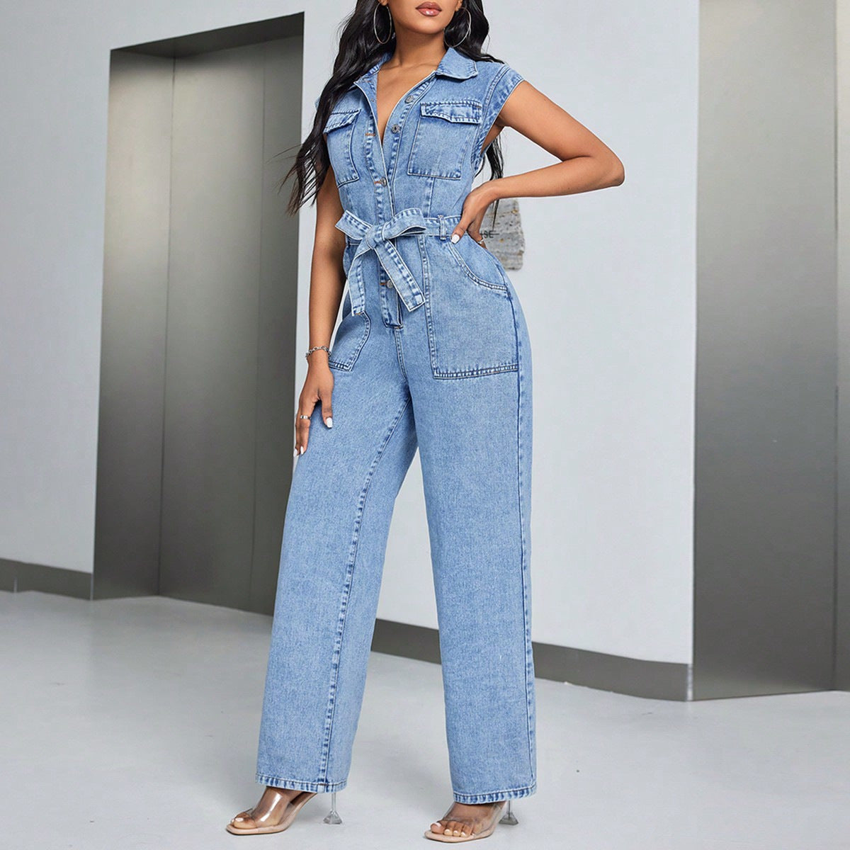 Sleeveless Denim Overalls
