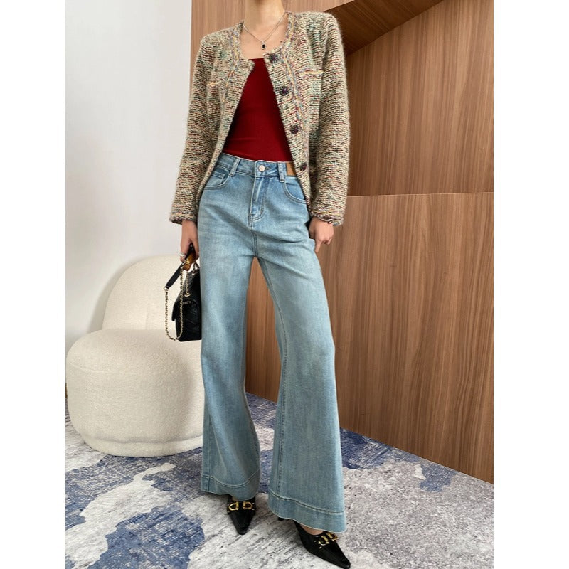 Women's Washed High Waist Wide-Leg Jeans - Shé Hauté