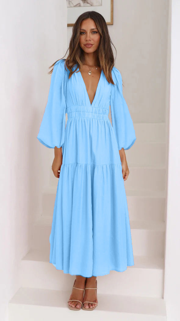 V-Neck Waist Dress