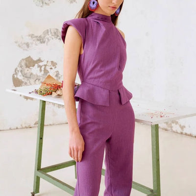 Ensemble gilet à boutons en lin