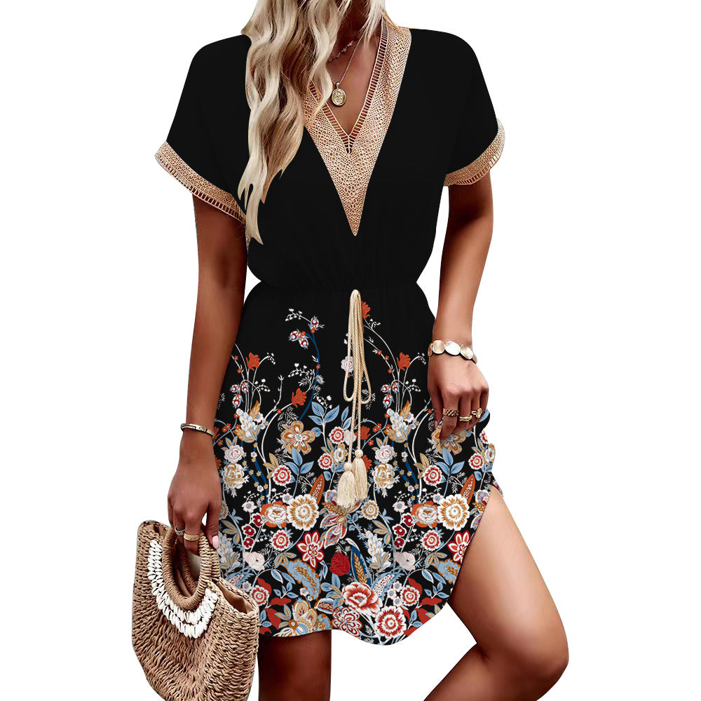Robe imprimée à la taille 
