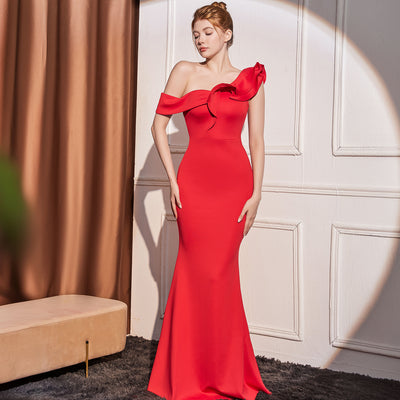 Women's One-Shoulder Luxe Gown - Shé Hauté