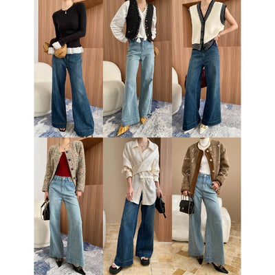Women's Washed High Waist Wide-Leg Jeans - Shé Hauté