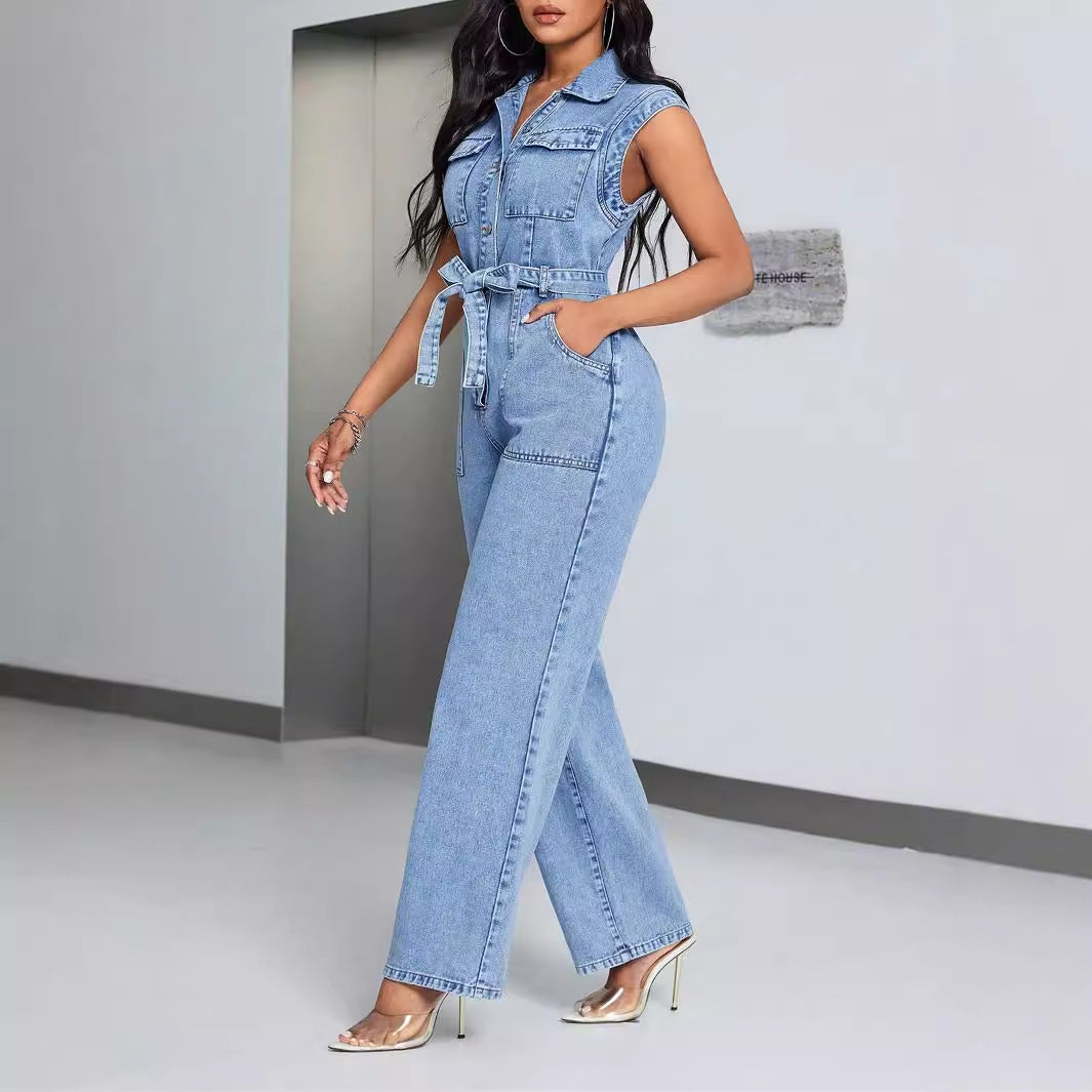 Sleeveless Denim Overalls