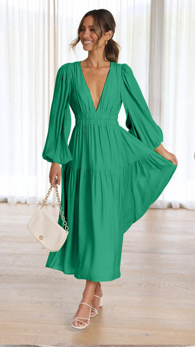 V-Neck Waist Dress