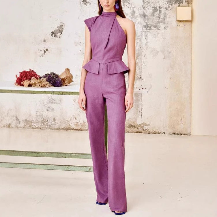 Ensemble gilet à boutons en lin