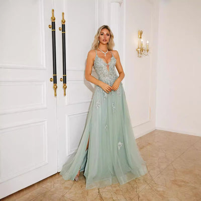 Women's Spaghetti Strap Evening Dress - Shé Hauté