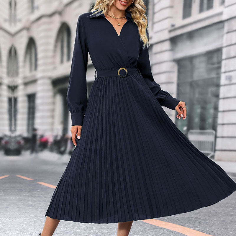 Robe mi-longue à revers