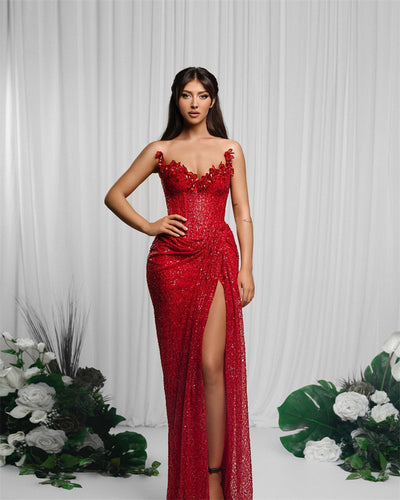 Red Sequin Tube Dress & Coat Set – Women - Shé Hauté