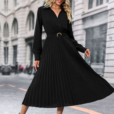 Robe mi-longue à revers