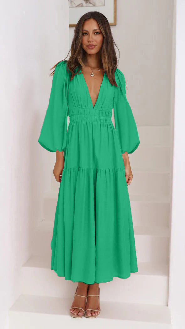 V-Neck Waist Dress