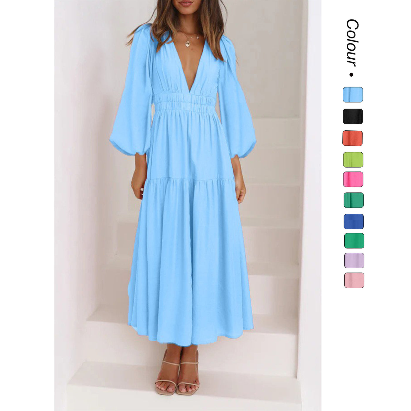 V-Neck Waist Dress