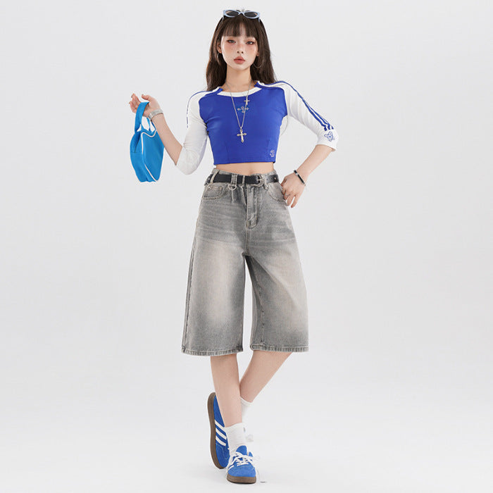 Women's Retro High Street Cropped Jeans - Shé Hauté