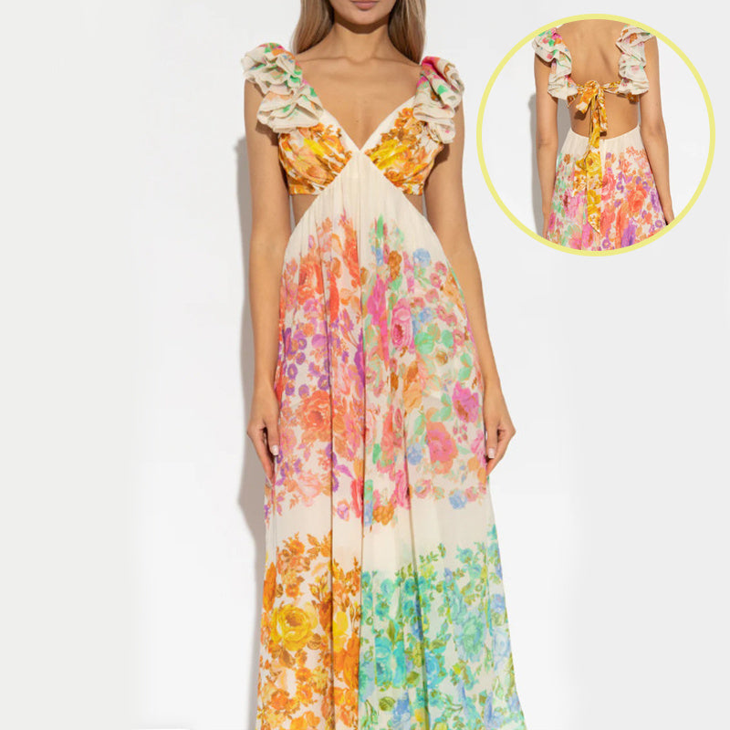 Ruffle Sleeve Beach Dress