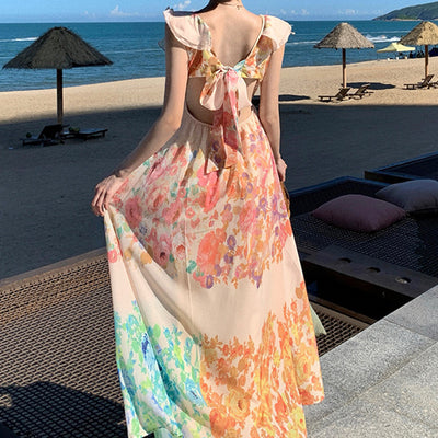 Ruffle Sleeve Beach Dress