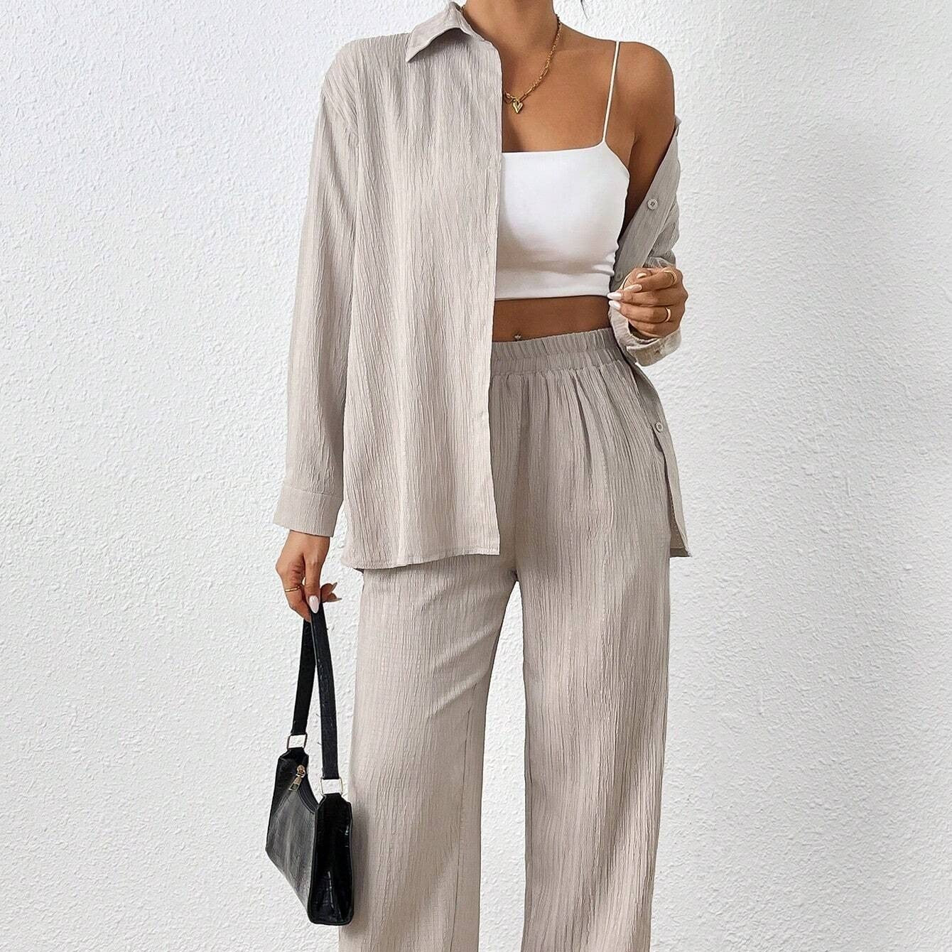Solid Shirt Set