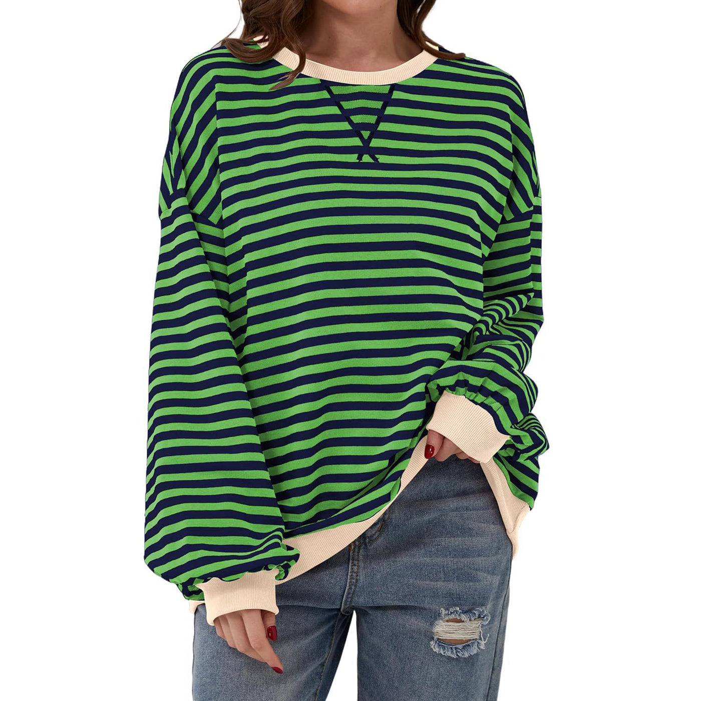 Pull décontracté à rayures pour femme