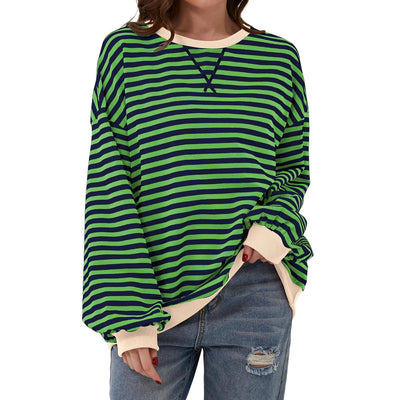 Pull décontracté à rayures pour femme