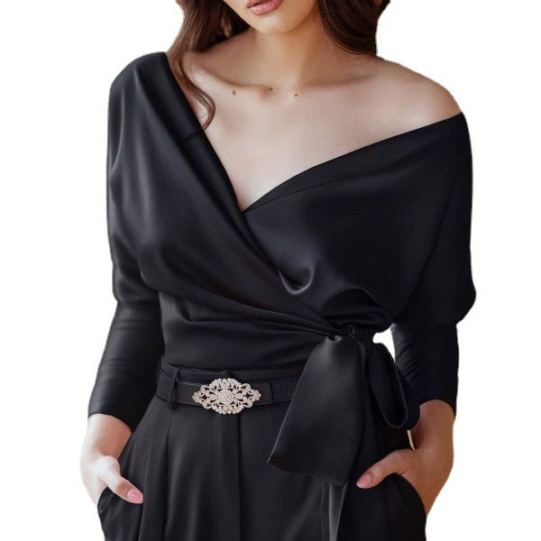 Solid V-Neck Blouse