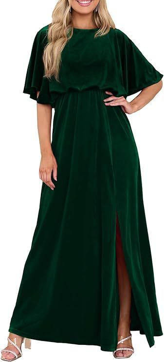 Robe fendue à manches lotus