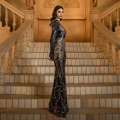 Slimming Sequin Long Dress - Shé Hauté