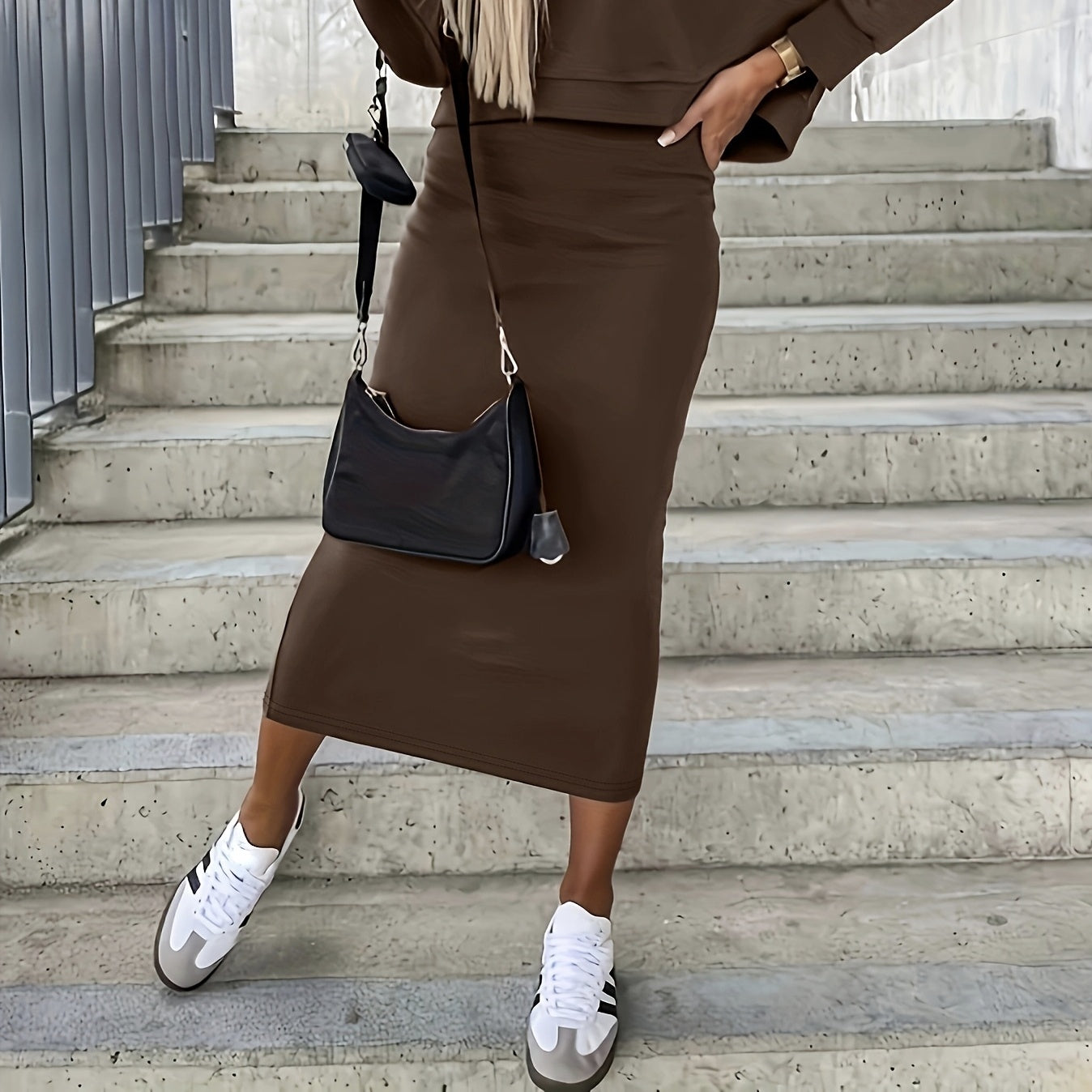 Solid V-Neck Set