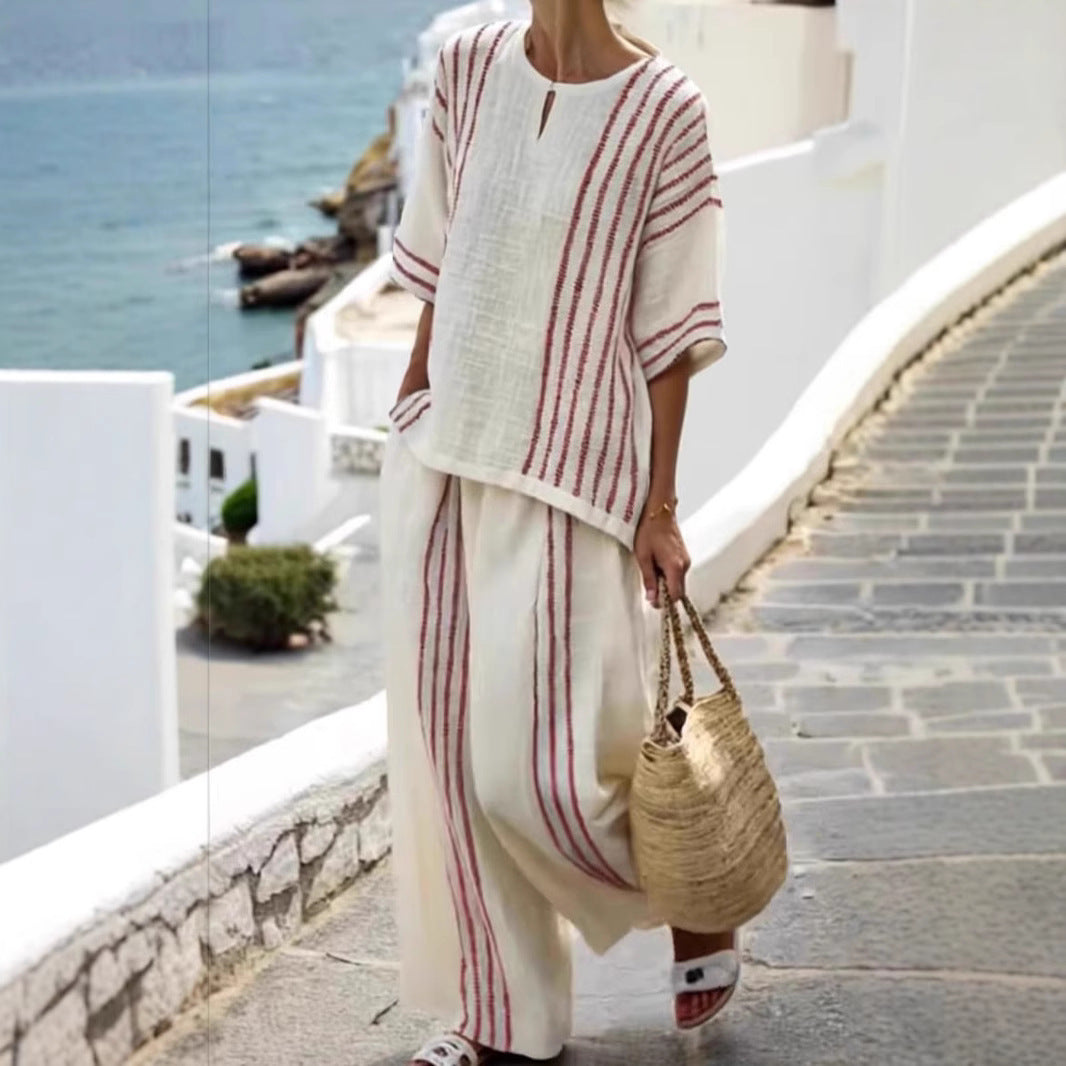 Linen Top Pants Set