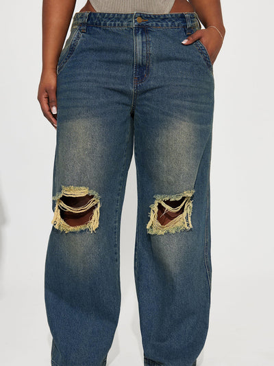 Women's Distressed Wide-Leg Denim - Shé Hauté