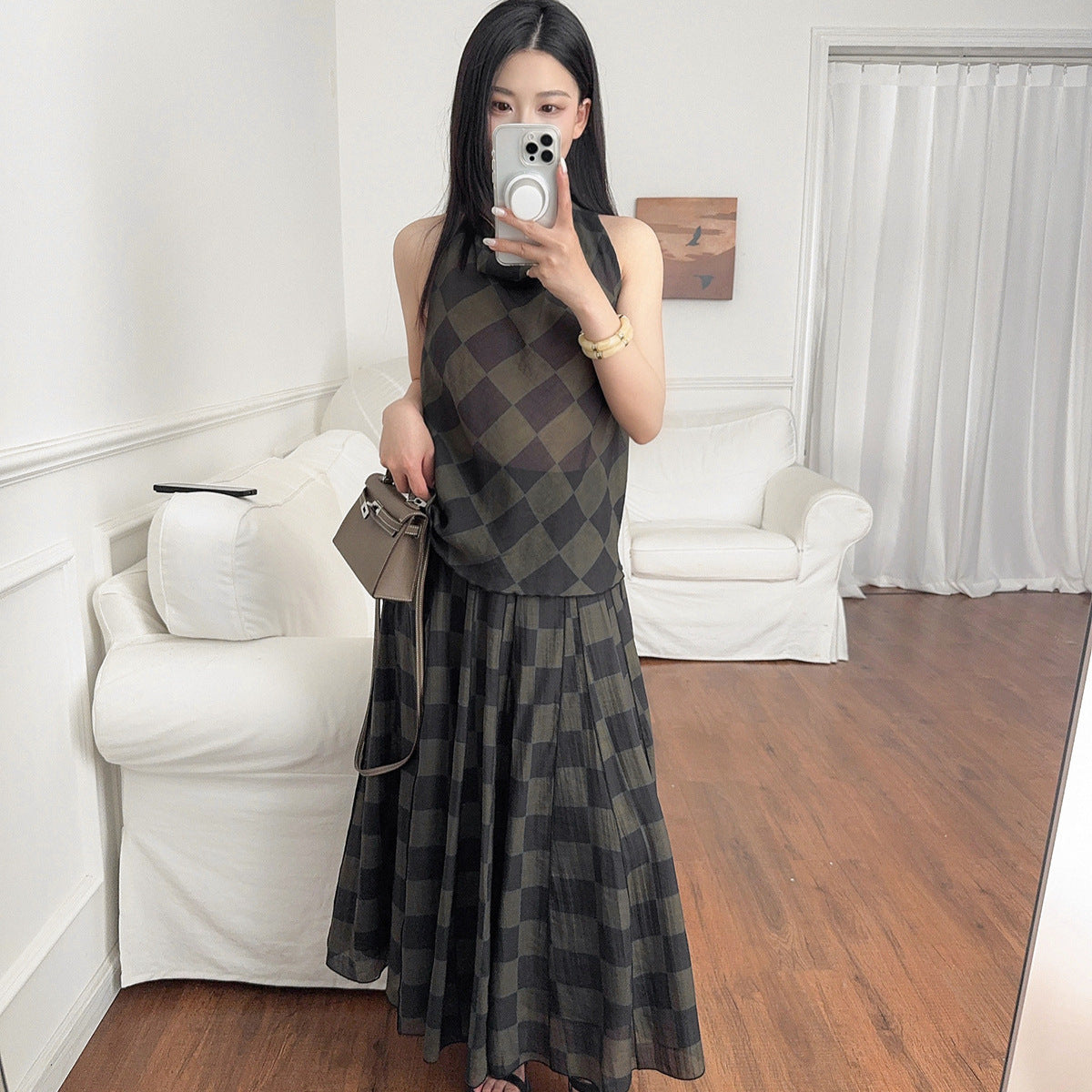 Sleeveless Plaid Top